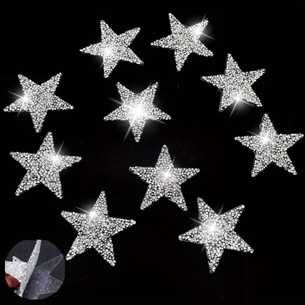 

10-piece 6cm Self-adhesive Rhinestone Decals For Diy Fashion - Perfect For Clothing, Shoes, Hats, Cars & Phone Cases