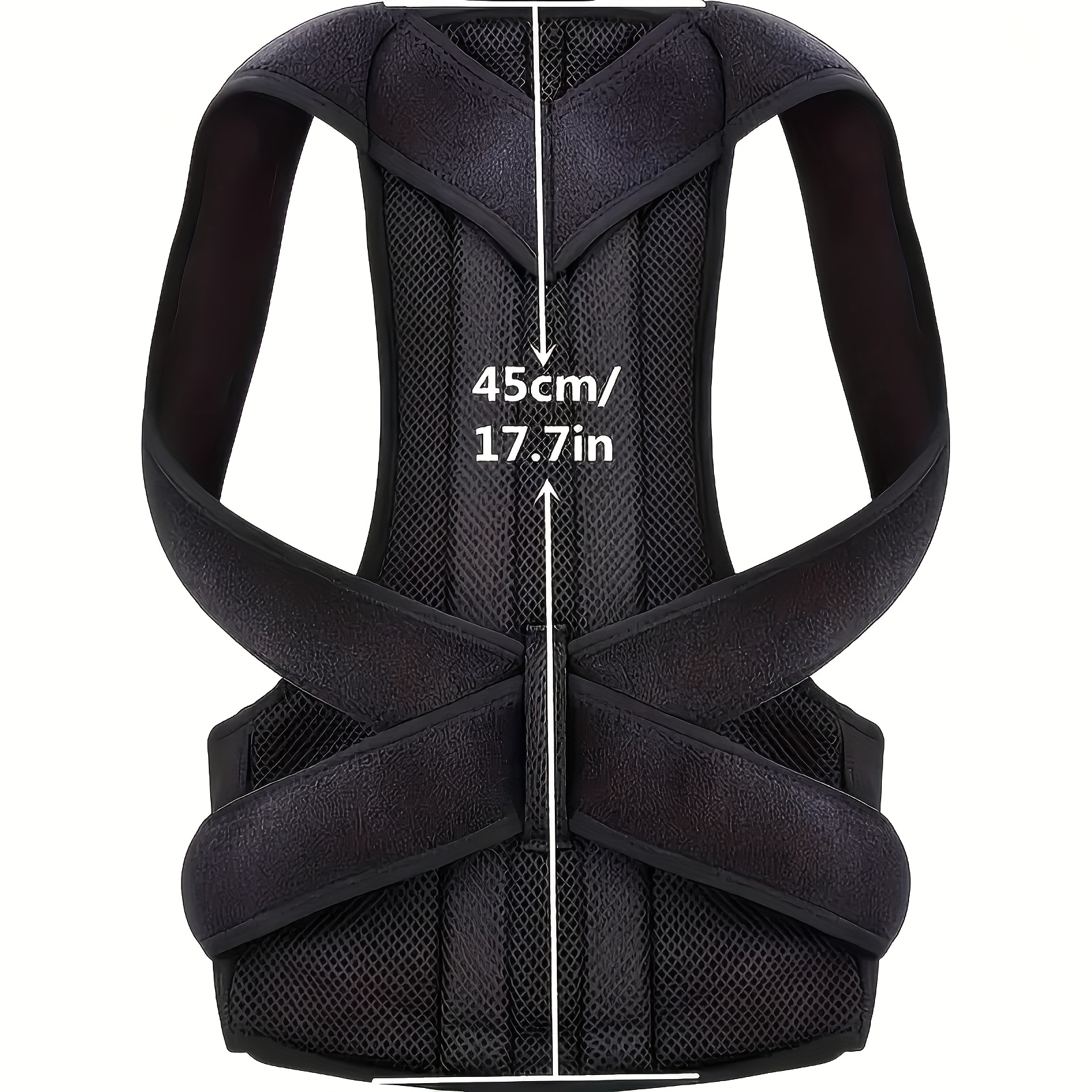 1pc Adjustable Unisex Back Support Belt - 100% Polyester Ergonomic Posture Corrector with Drawstring Closure for Gym, Workouts & Casual Wear - Elegant Design, Breathable Knit Fabric