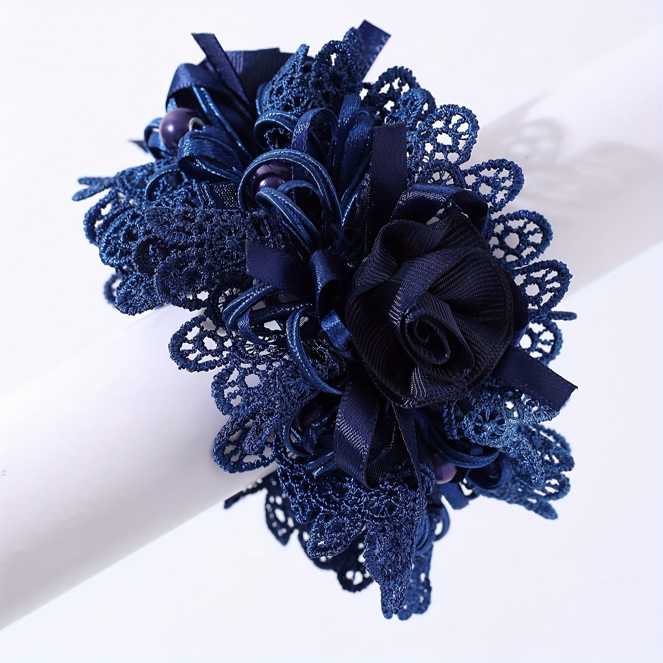 TEMU Fabric Handmade Three-dimensional Flower Hair Tie, Versatile