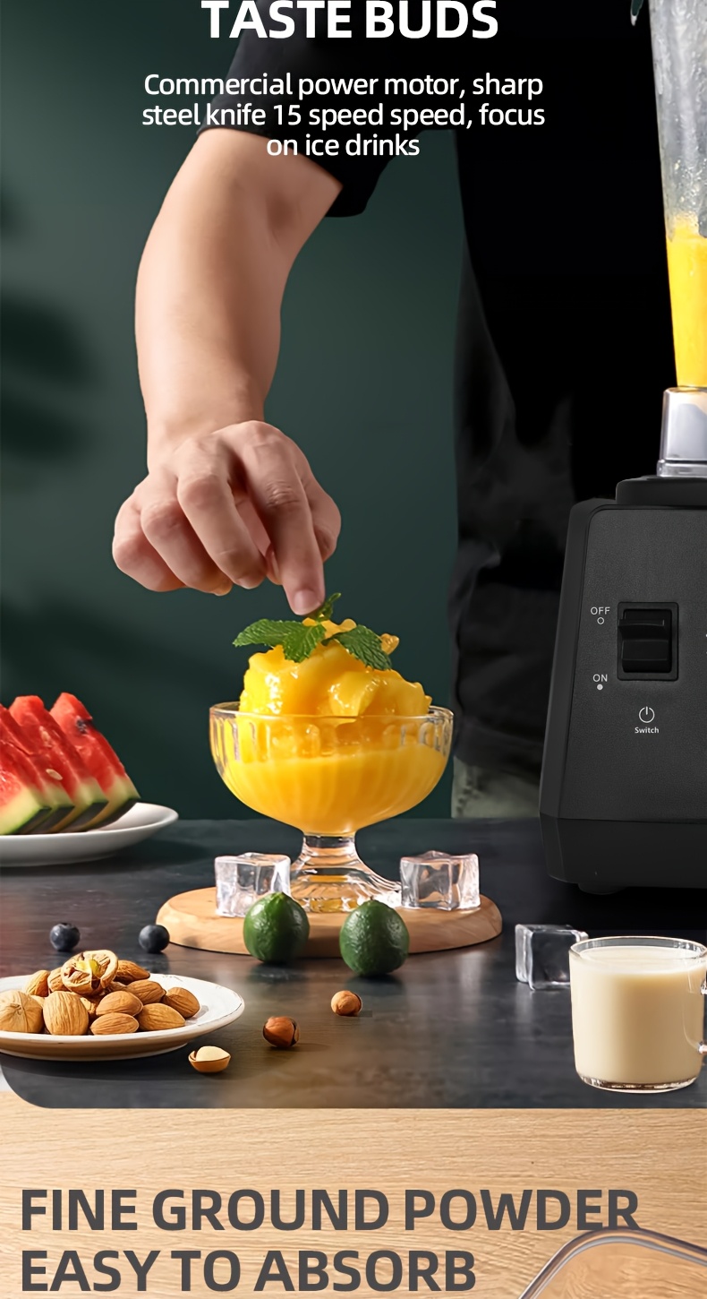 SENBOWE UK Plug 2 in 1 Multifunctional Food Processor Blender, Professional Juicer, Smoothie Blender, 500W Blender And Grinder Combination, a Powerful Kitchen Appliance with a 68Oz Capacity And 2 Complimentary Containers, Ideal for Ice, Grinding
