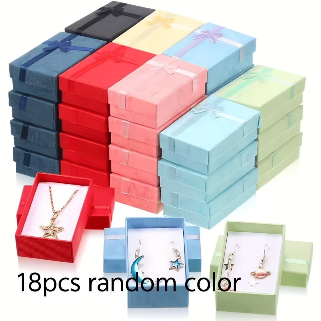 TEMU Set de 18 boîtes-cadeaux à bijoux, boîtes à bijoux avec nœud coloré, petites boîtes d'emballage cadeau, boîtes à accessoires simples , boîtes de