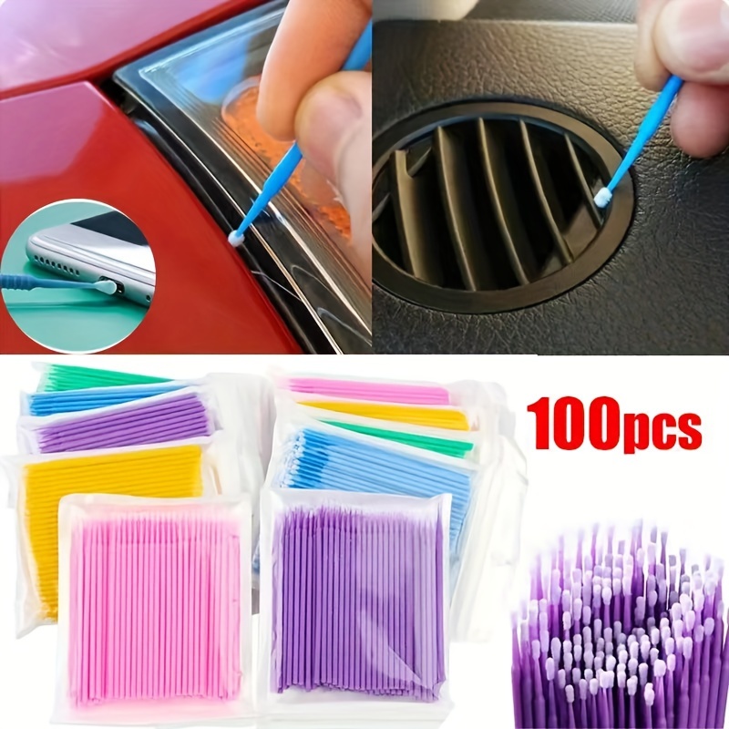 

100pcs Mini Paint Brushes For Car Detailing - Brush Tips, Auto Maintenance Accessories, Paintbrush, Touch-up, Mini, Car Accessories