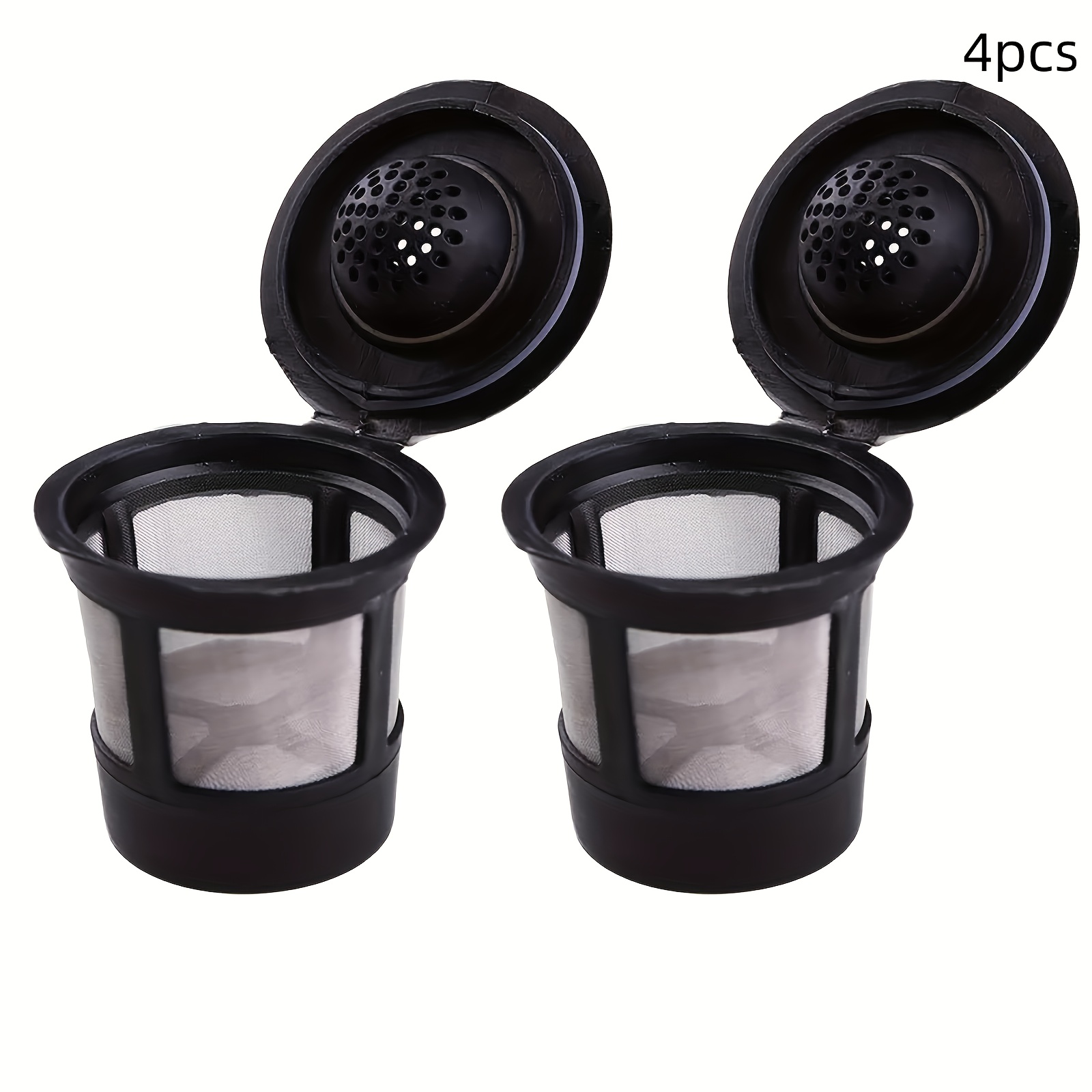 TEMU 4pcs Reusable Coffee Filters - Bpa-free, Compatible With 1.0 & 2.0 Coffee Makers, Durable Plastic Mesh Design, Refillable Pods, Cost-saving
