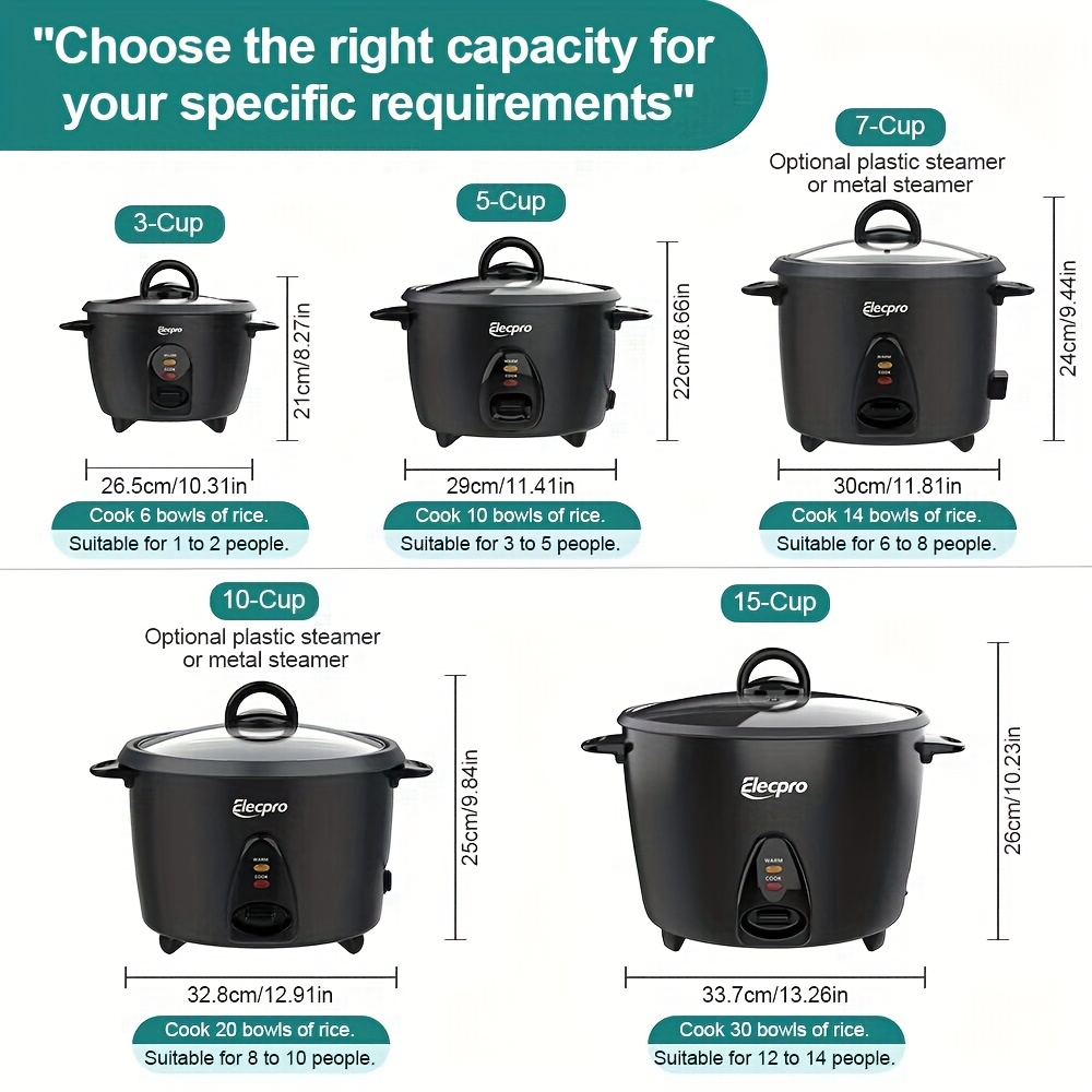 Elecpro Mini Rice Cooker 3 Cup Rice with Steamer, Portable Small Food Steamer, Removable Food Grade Non-Stick Inner Pot, Keeps Warm, Suitable for Grains, Soups, Porridge, Coarse Grain Elecpro Mini Rice Cooker 3 Cup Rice with Steamer, Portable Small Food Steamer, Removable Food Grade Non-Stick Inner Pot, Keeps Warm, Suitable for Grains, Soups, Porridge, Coarse Grain