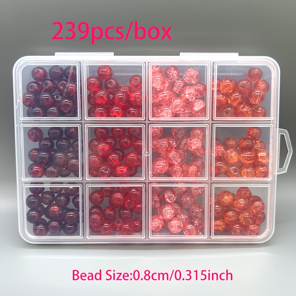 TEMU Juego de cuentas redondas de cristal de la serie de 8 mm para bricolaje, aproximadamente 239 piezas por , adecuadas para pulseras, collares y
