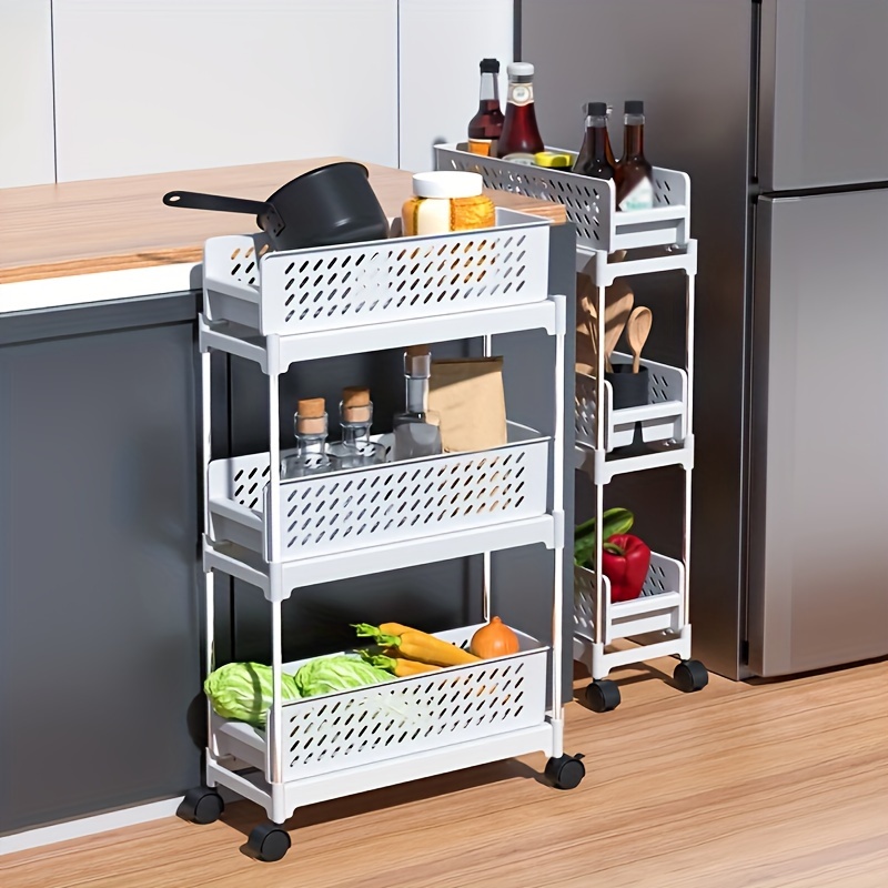 

1pc 3-tier Removable Slim Rolling , Sliding Pullout Shelves Organizer Trolley, Suitable For Retail Stores, Hotel Bathroom