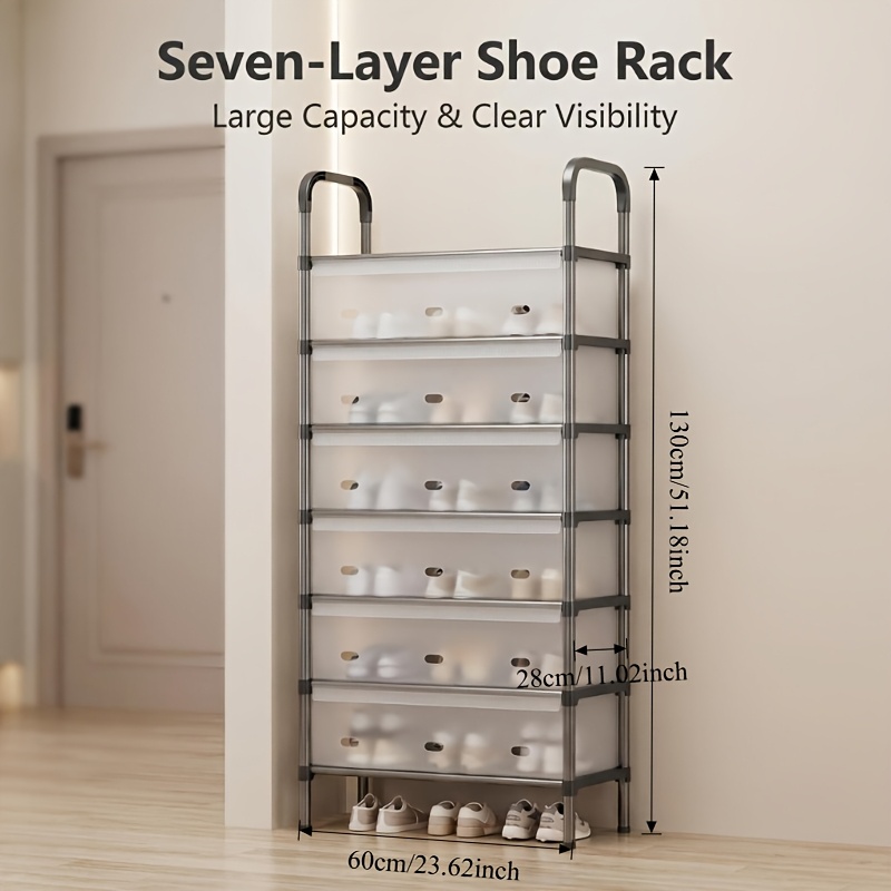 7-Layer Dustproof Shoe Rack - Shoe Cabinet, Large Capacity Vertical Shoe Cabinet for Entryways, Bedrooms, And Corridors, Space-Saving Metal Storage Rack with Dustproof Design, Sturdy Metal Frame, Slim Profile for Efficient Use of Space