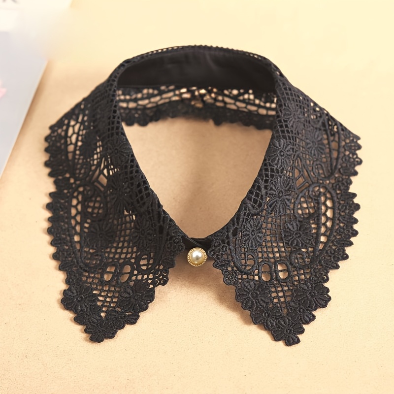 TEMU Multi-functional Fake Collar White Black Thin Lace Trim Collar New Women's Sweatshirt Decor Neck Women's Lace Fake Collar