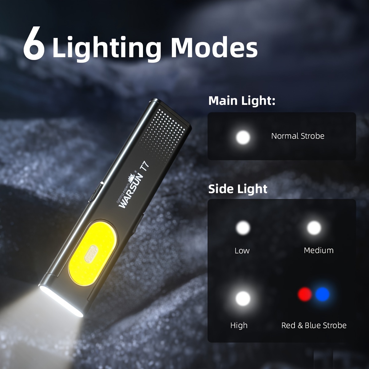 

1/2pcs, Warsun Led Keychain Flashlight, Usb-c Rechargeable 800lm Light, Portable Mini Torch Light, Pocket Lantern Flood Work Light With Magnet