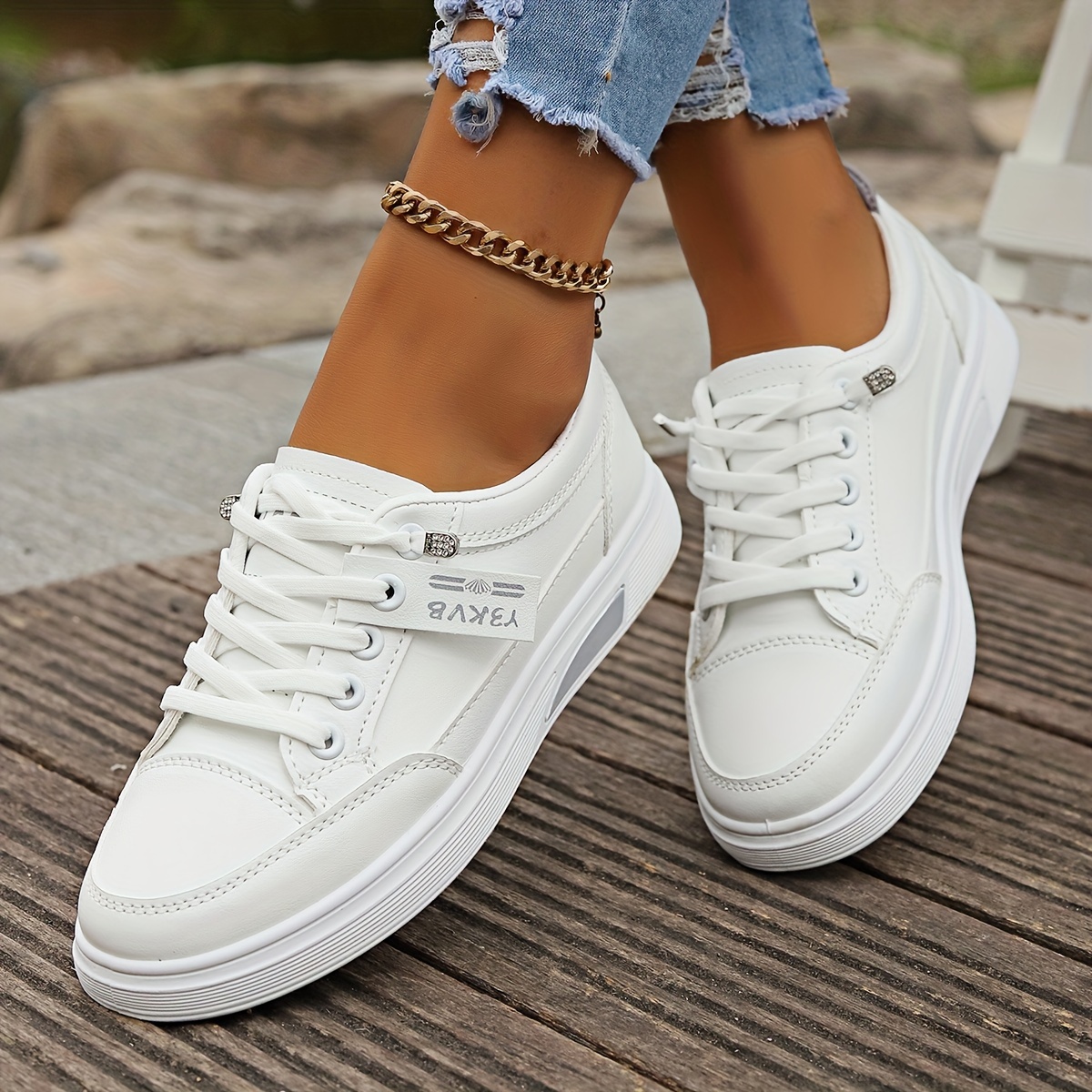 Women Color Casual Sneakers Lace Up Lightweight Soft White Shoes Low Skate Shoes