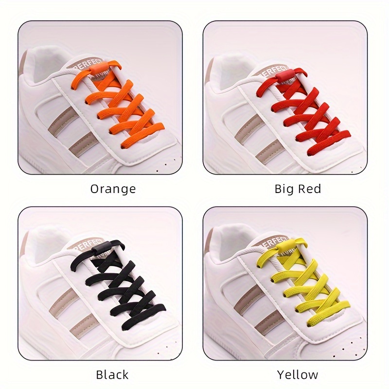 No-Tie Shoelas with Elastic Lace Replacement & Metal Buckle - Quick-On Lazy Laces for Sneakers, Boots, Sneakers - Elastic Closure, Secure Fastening - Compatible with Most Shoe Types - Ideal for Busy People, Travel, Elderly/ - (Shoes Not Included), Shoe Laces for Sneakers