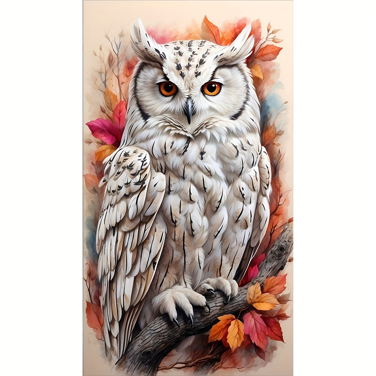 

5d Diamond Painting Kit, Diy Round Diamond Art Owl Embroidery, Mosaic Craft Canvas For Living Room & Hallway Wall Decor, Animal Themed 40x70cm