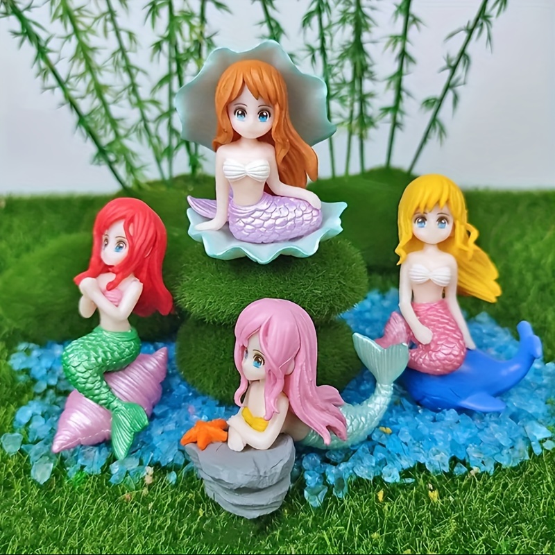 

4pcs, Shell Mermaid Carved Ornaments, Marine Aquarium Decoration, Cake Decoration, Resin Crafts, Diy Bonsai Fairy Garden Decoration