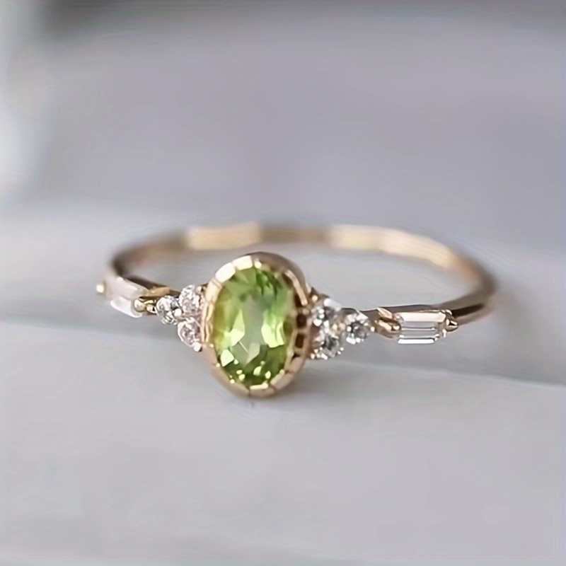 Vintage Oval Cut Yellow Green Synthetic Gemstone Women's Engagement Ring