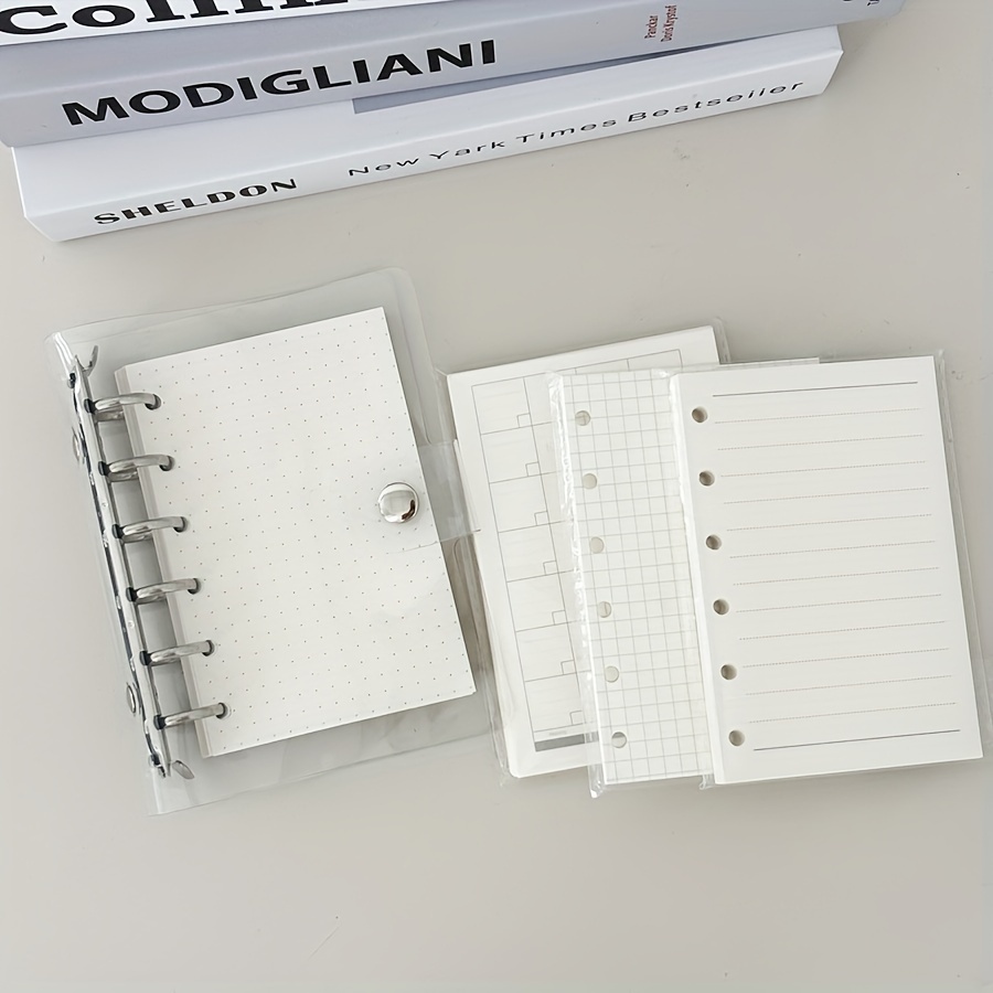 

1pc A7 Clear Binder Notebook, Monthly/dot/gird/line Binder Diary, A7 Ring Journal Notebook