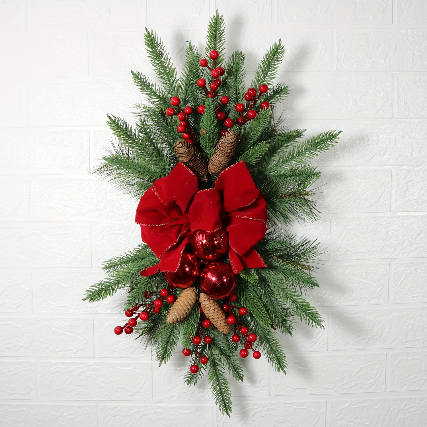 

Christmas Wreath - Plastic Pre-lit Red Bow, , - Hanging Decoration - No - -free