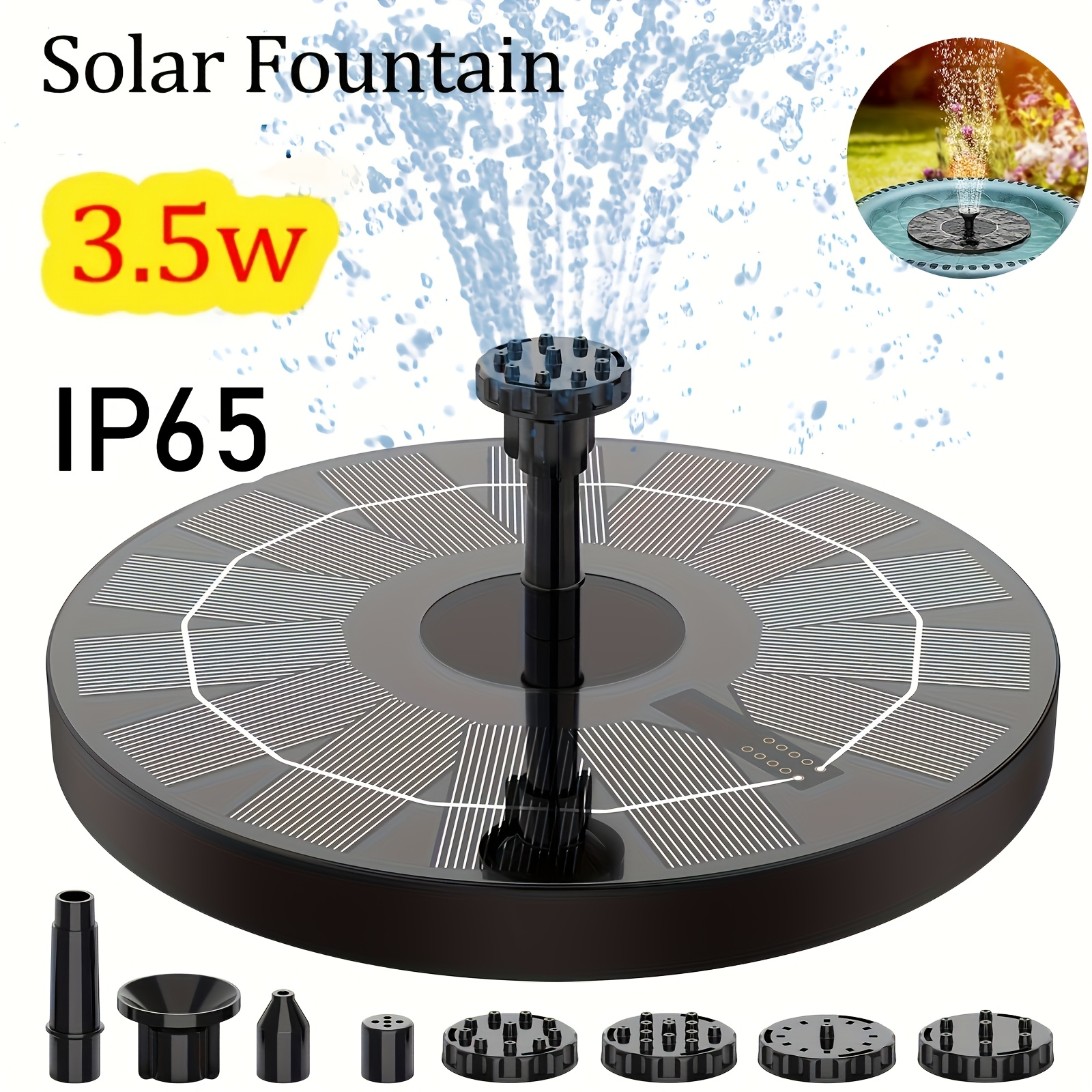 TEMU Water Floating Fountain Outdoor Bird Bath Solar Powered Fountain Floating Water Pump Garden Decoration Garden Water Fountain(ip65 And Dustproof)