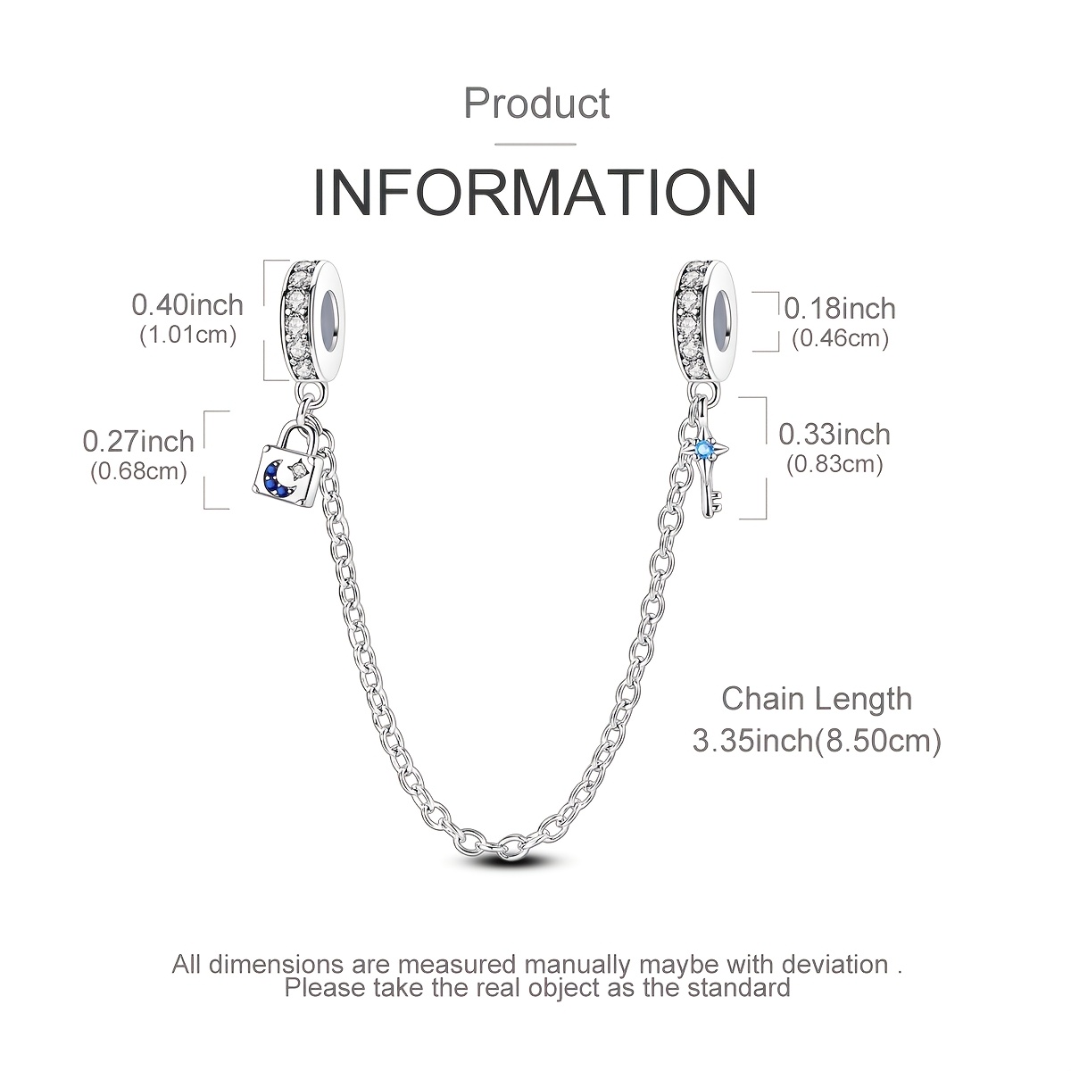 Star and Moon Lock Safety Chain Charms Beads for DIY Jewelry