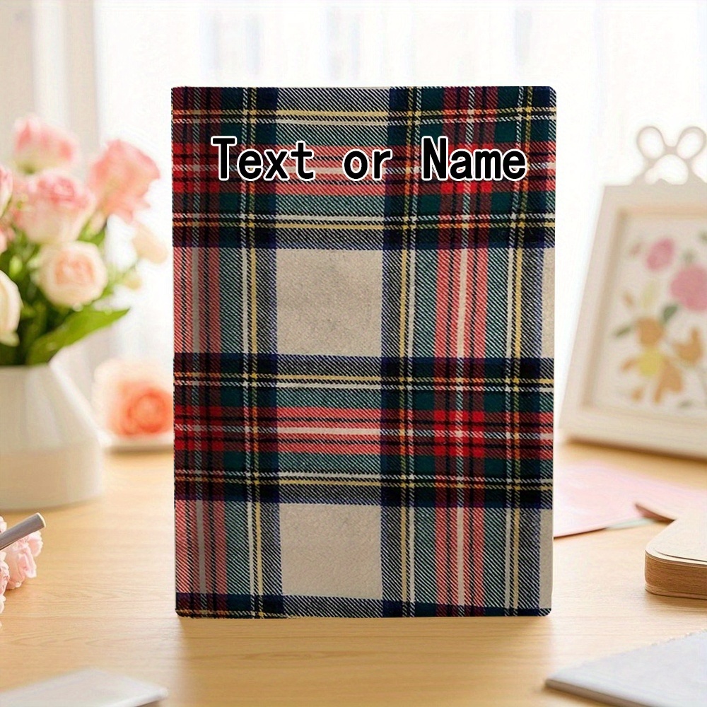 TEMU Cuaderno personalizado. 1 pieza de cuaderno A5 personalizable, diario A5 temático con de tela a cuadros, bloc de notas, planificador, con