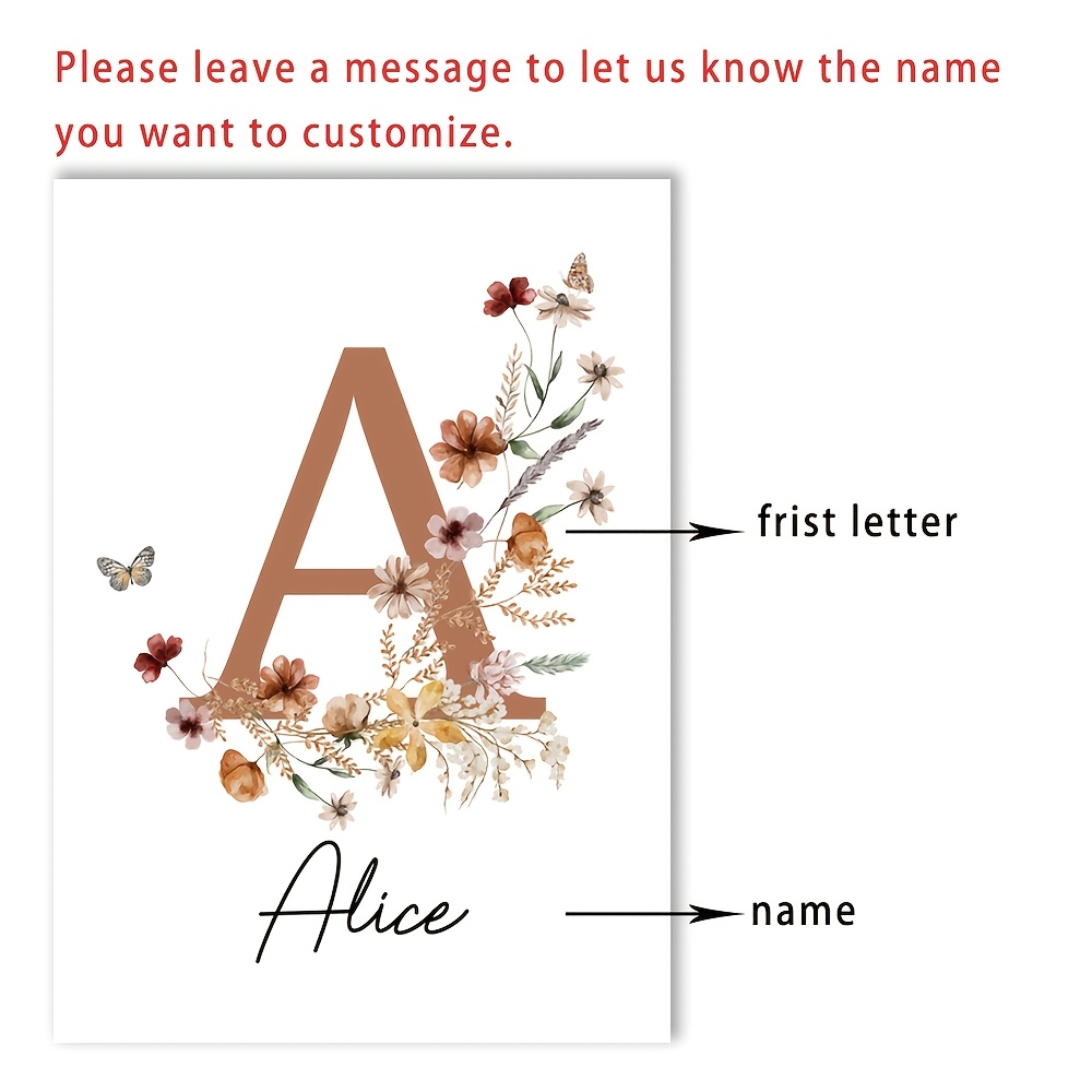3pcs Personalized Name Poster - Butterfly Wildflower Canvas Art