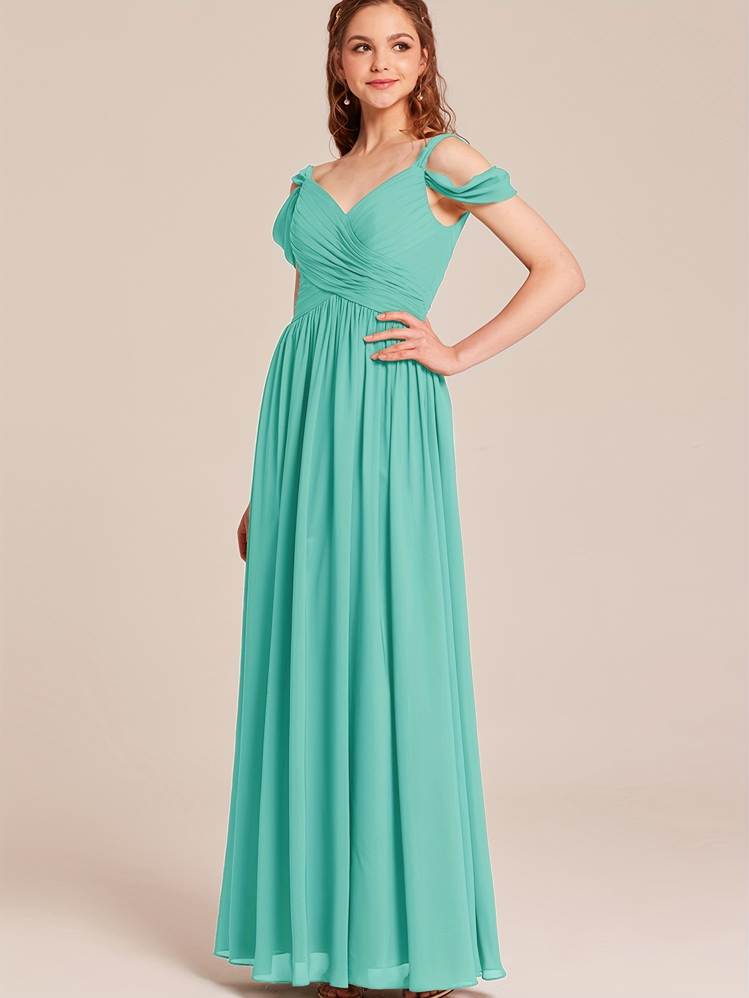 immediate delivery bridesmaid dresses MACloth Women Cold Shoulder Long A Line Wedding Bridesmaid Dresses