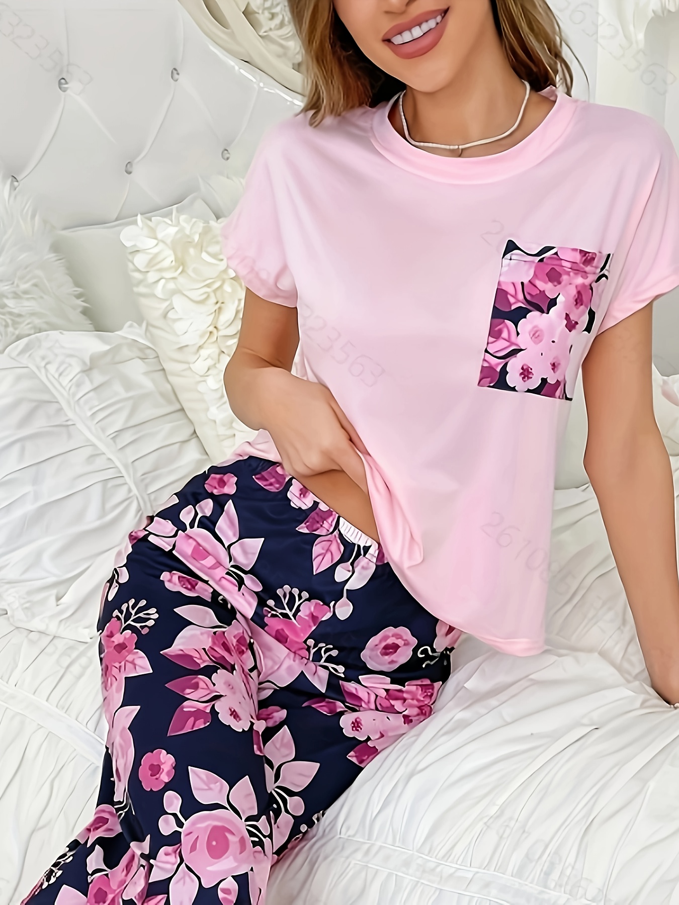 HOT Pink Summer Capri Pajamas Set Womens Summer Pajama