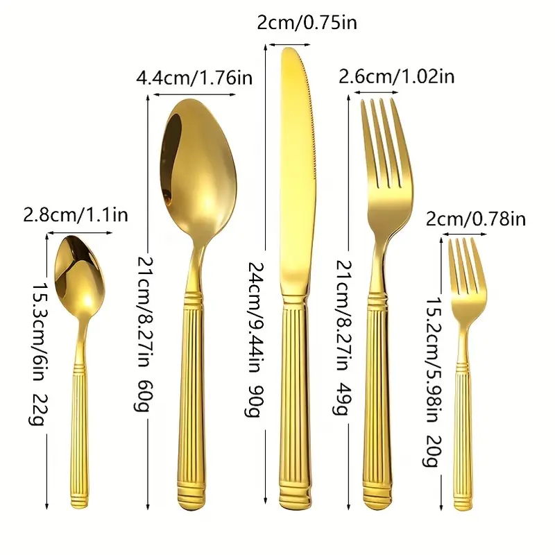 5pcs stainless steel roman pillar shaped golden and silver flatware set with polished for valentines day fathers day mothers day oktoberfest day Product details 5