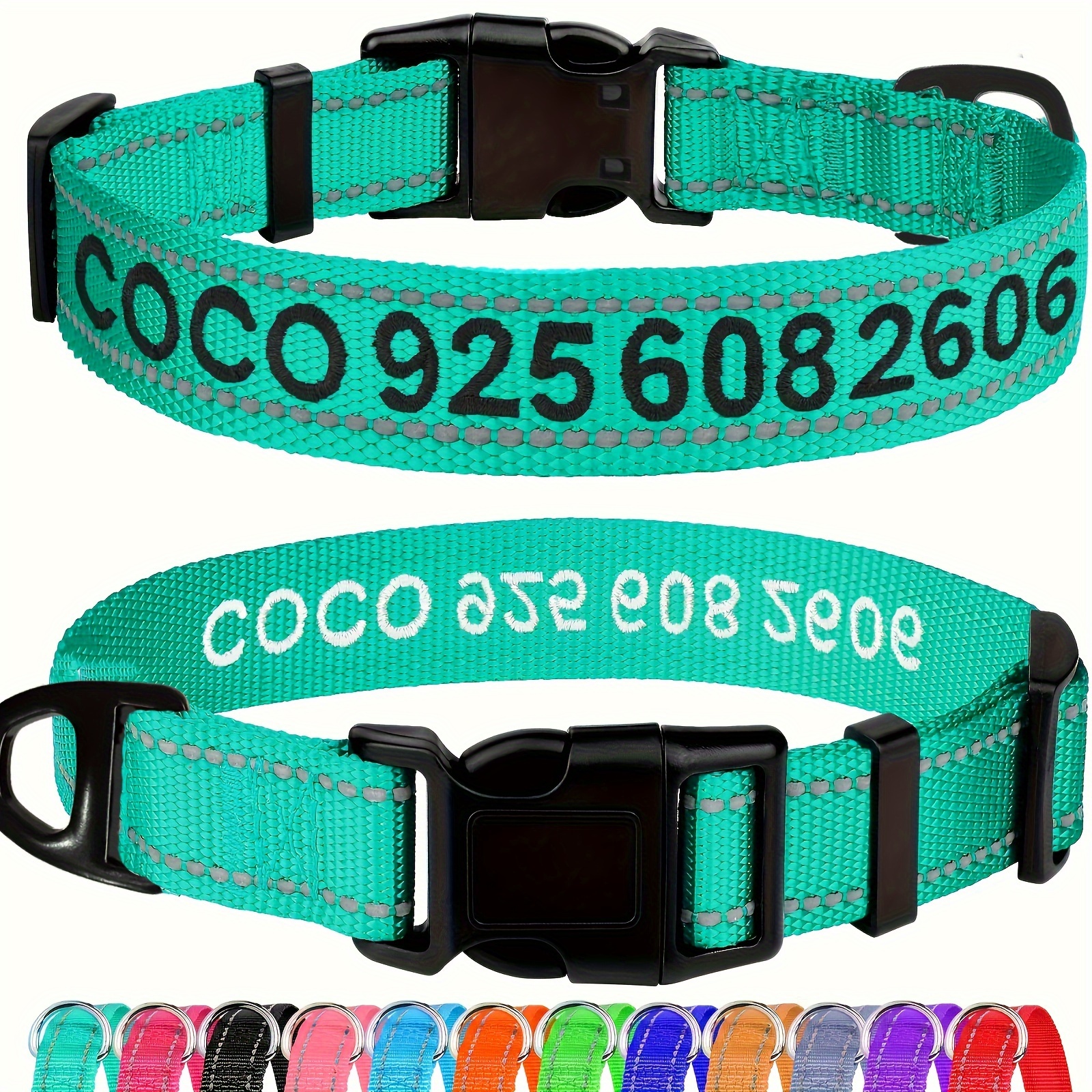 

Personalized Dog Collar, Custom Embroidered With And Phone Number, Reflective Adjustable Nylon Dog Collar For Dogs, 5 Adjustable Sizes