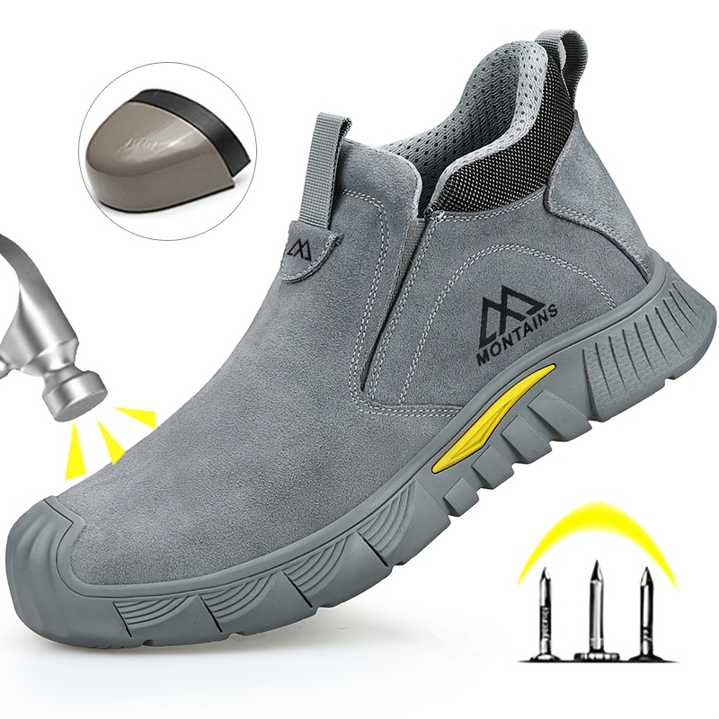 mens   work boots for construction anti puncture and anti crush comfortable and wear resistant protective footwear stylish steel toe breathable work shoes