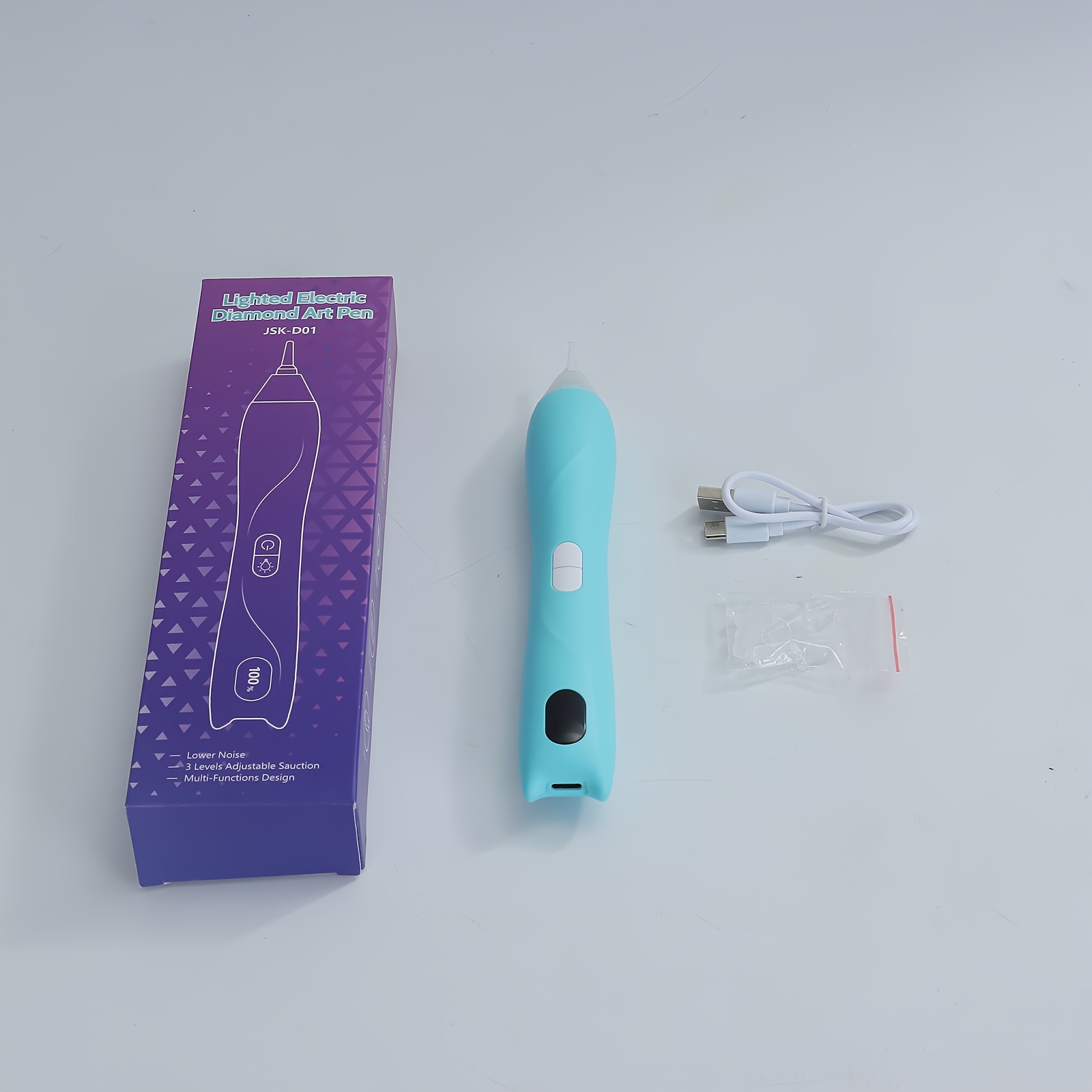 TEMU Stylo de Peinture Diamant Électrique avec Lumière - 3 Niveaux de Ventilation et 3 Niveaux de Luminosité, Écran LED, Fonctionnement Silencieux,