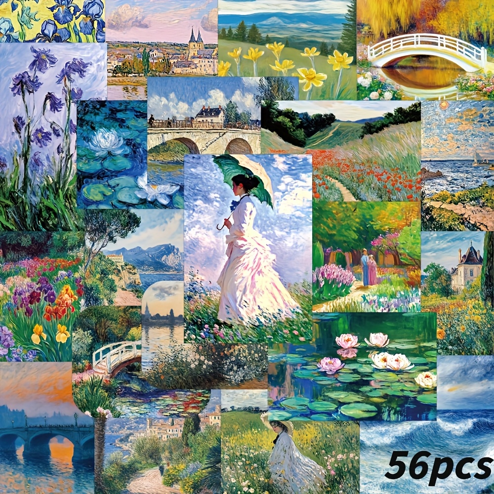 56 Sheets Of Oil Painting Stickers For Laptop, Journal, , Suitcase, Phone Case Decoration