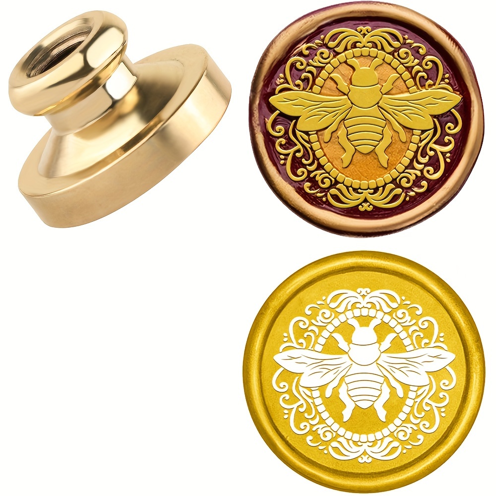 

Bee Pattern Wax Stamp Heads Botanical Wax Stamps Removable Brass Sealed Wax Stamp Heads For Decorating Notebooks, Postcards And Gifts