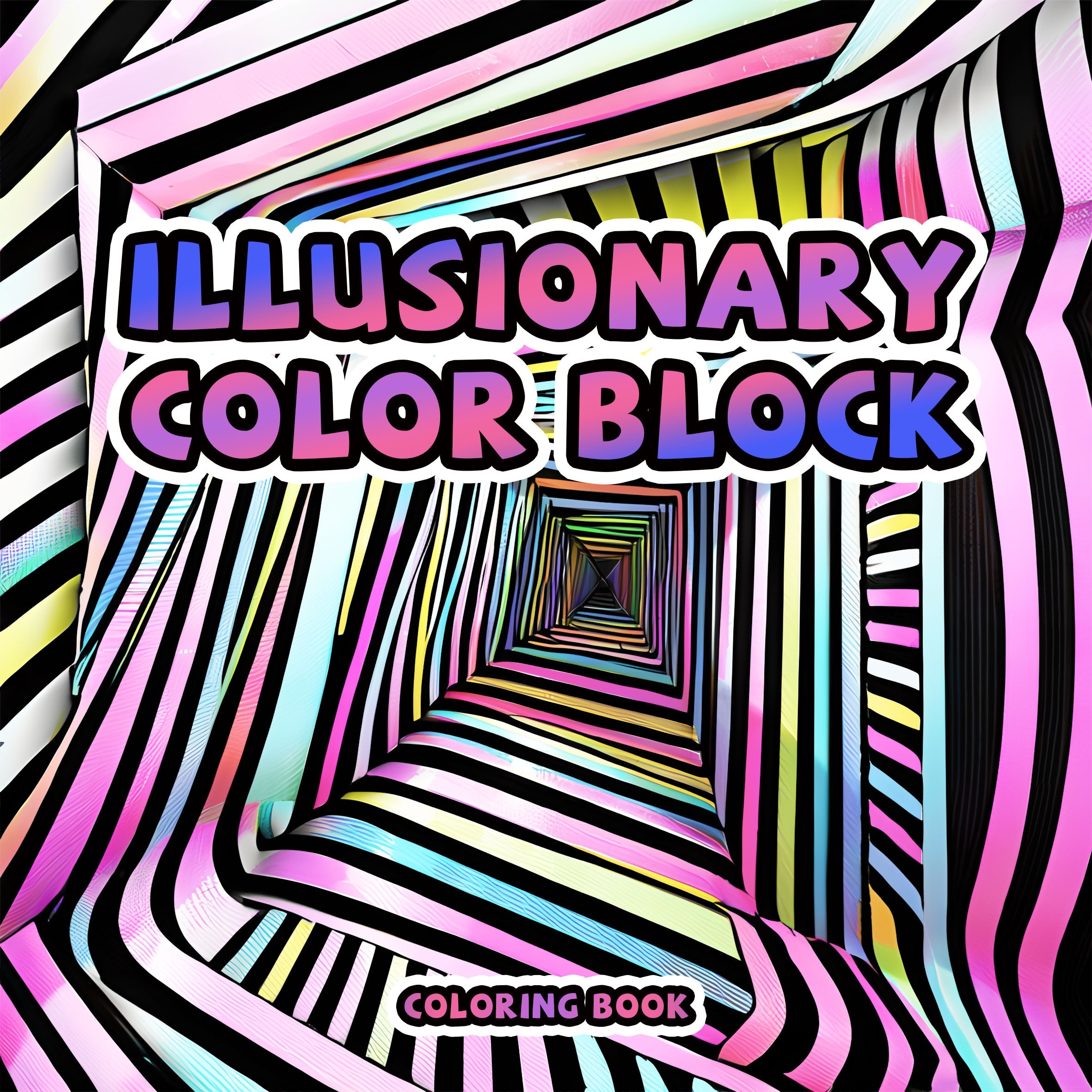 Illusionary Block Adult Coloring Book 24 Pages Single Sided Print for Relaxation