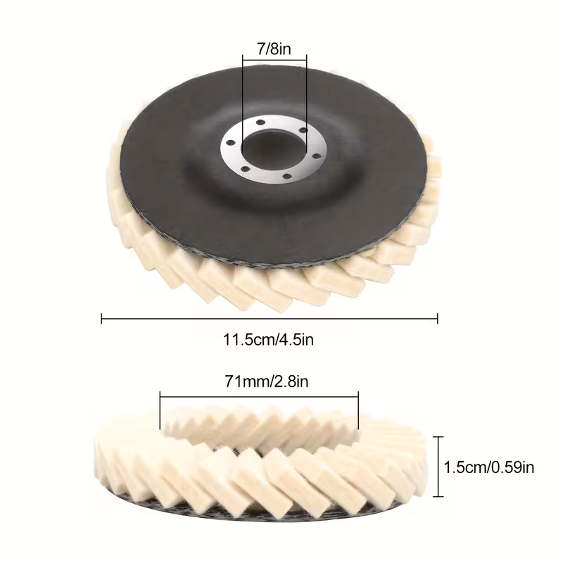 4pcs set 4 5 inch wool felt flap disc polishing wheel 115mm ideal for metal wood and stone durable effective polishing for rusty metals stainless steel and marble countertops elastic wool disc durable felt disc Product details 1