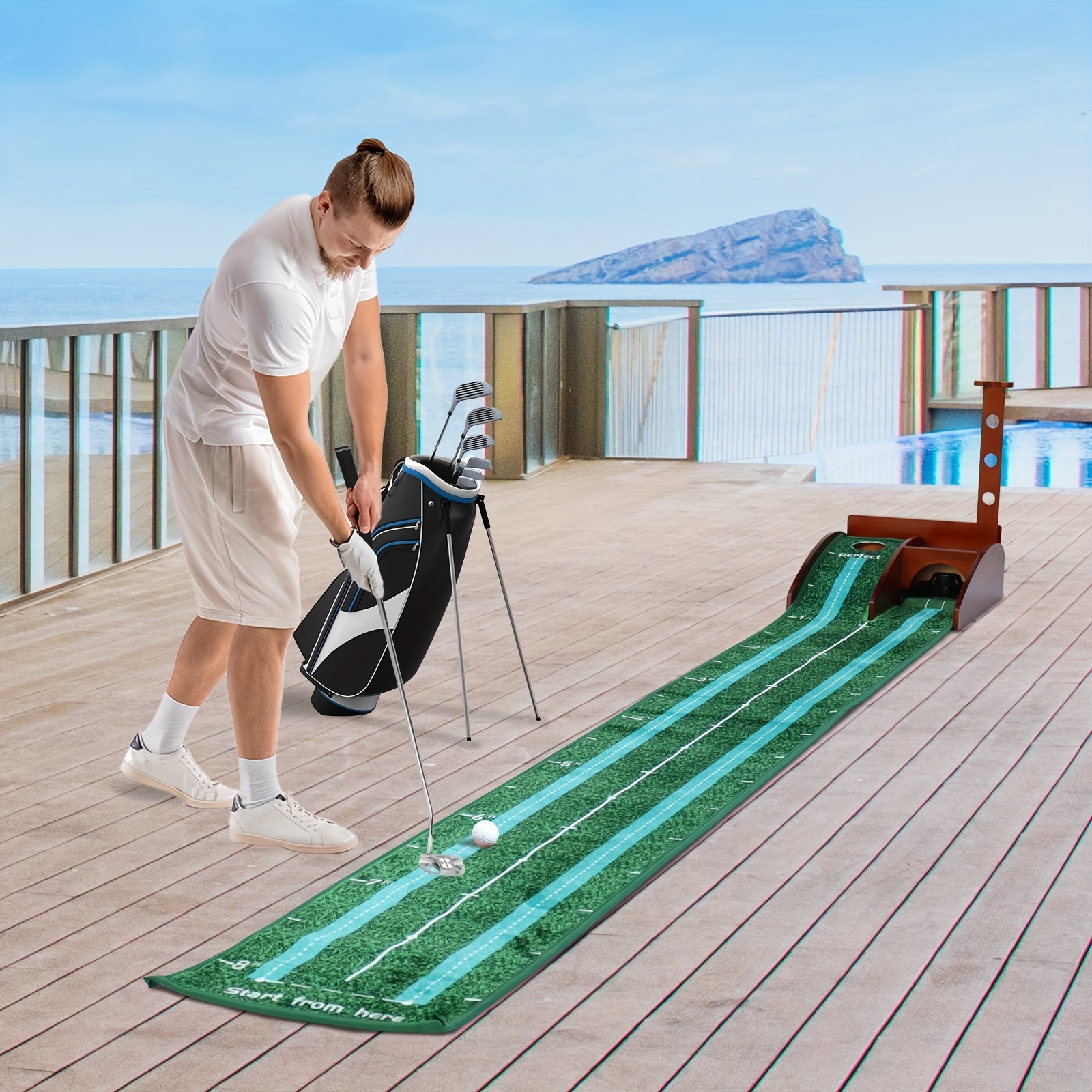 golf putting mat with automatic ball return for indoor golf putting practice portable and easy to clean golf accessories details 5