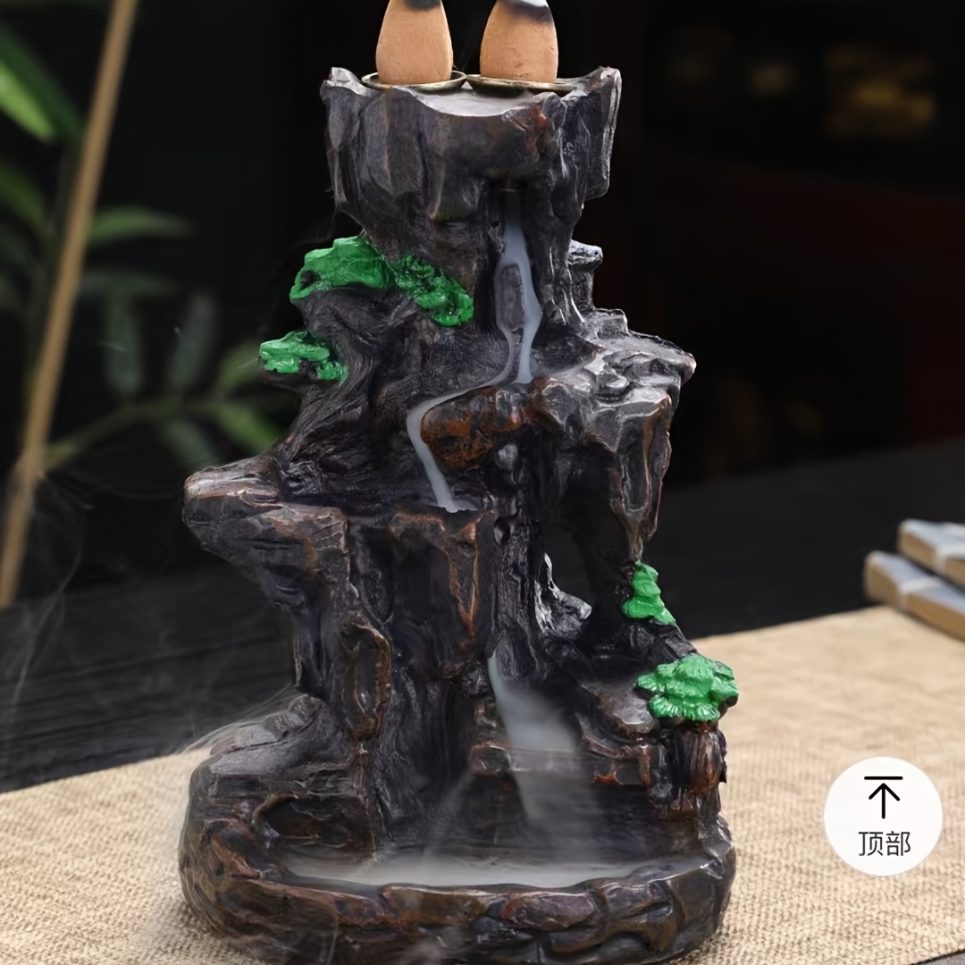 Double-sided Double-hole Mountain Stream, Creative Resin Backflow Incense Holder, Home Interior Living Room Study Creative Ornaments