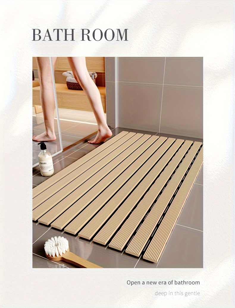 1pc of   brand christmas pvc anti slip bathroom mat bathroom mat with rubber backing and drainage holes soft shower mat suitable for bathtub shower floor mat bathroom mat simple and stylish bathroom decoration mat 16 9 23 6 inches best for christmas Product details 2