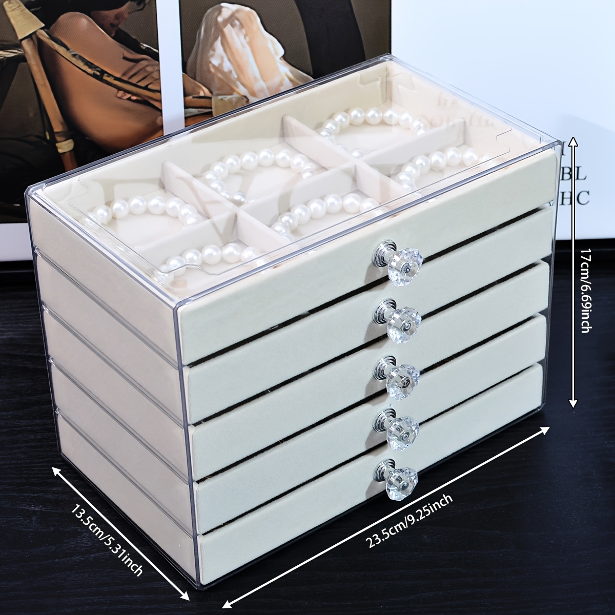 1pc elegant 5 layer acrylic jewelry organizer box with drawers   for necklaces bracelets earrings and rings perfect gift for valentine s day christmas or jewelry lovers jewelry box Product details 2