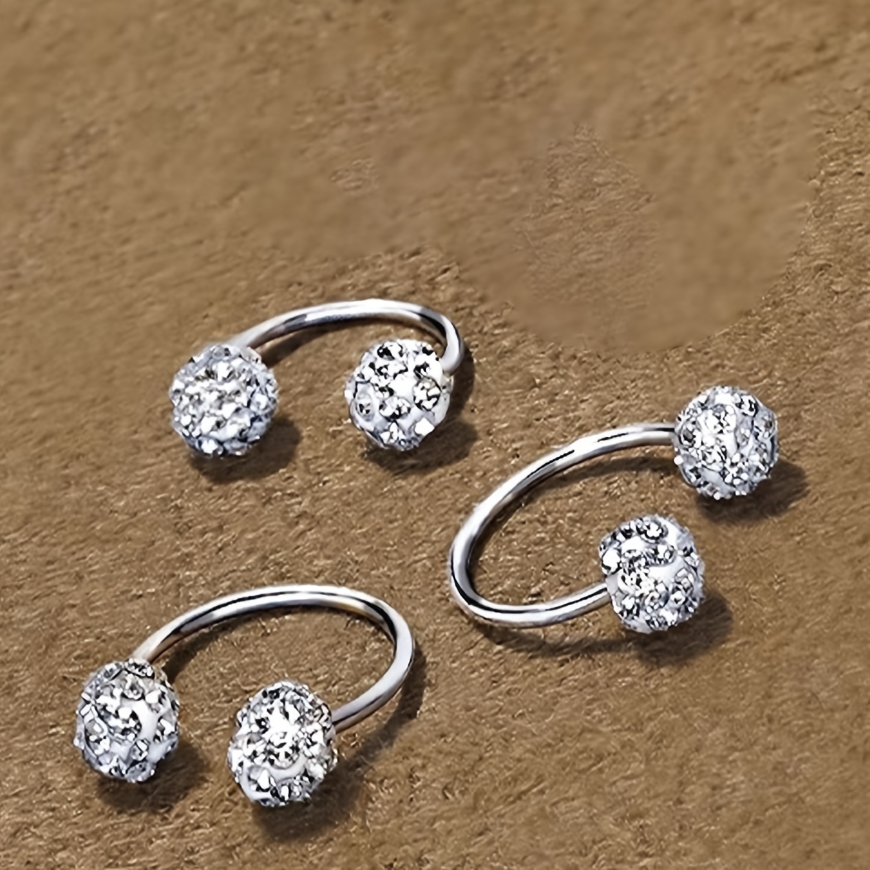 3pc Set of Small C Earrings with Water Crystal Pendants