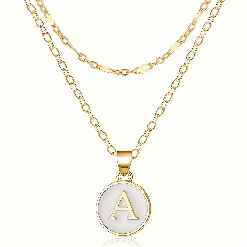 

Collier Ras du Cou en Acier Inoxydable avec Pendentif Lettre Superposée A-Z, 2 pièces