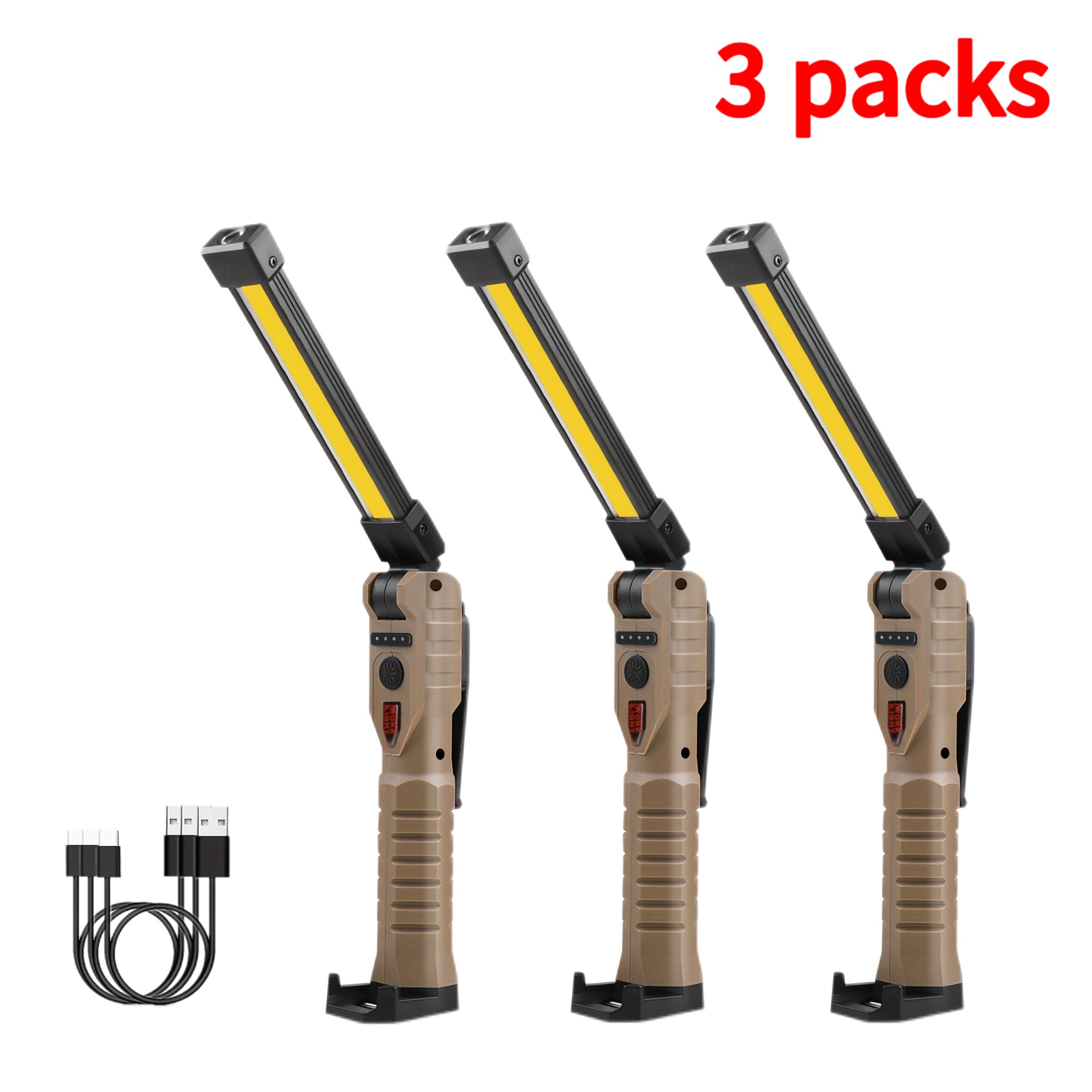 TEMU Rechargeable Cob Led Work Lights With Magnetic Base, Usb Charging, Portable Hanging Lamp With Built-in Lithium Battery, 7 Lighting, Strong