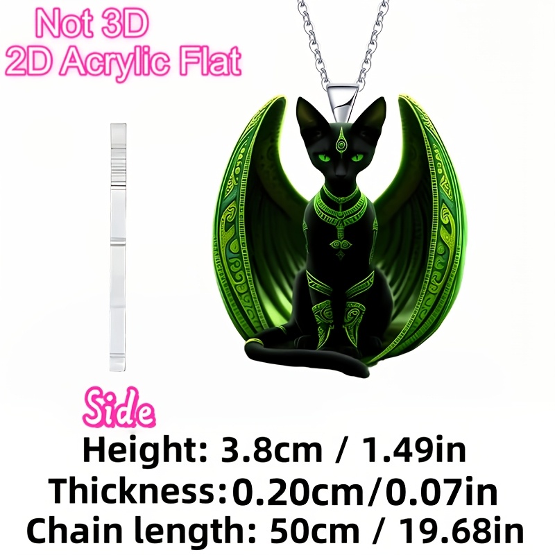 Cute Winged Kitten Necklace Pendant, Acrylic Charm
