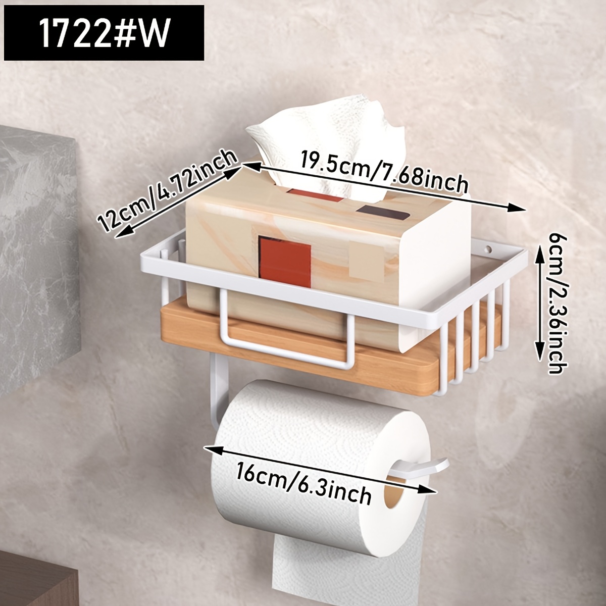 TEMU 1pc Modern Wall-mounted Bathroom Shelf With Toilet Paper Holder,perfect For Space Wall Mounted Kitchen And Bathroom - Durable Organizer For Roll