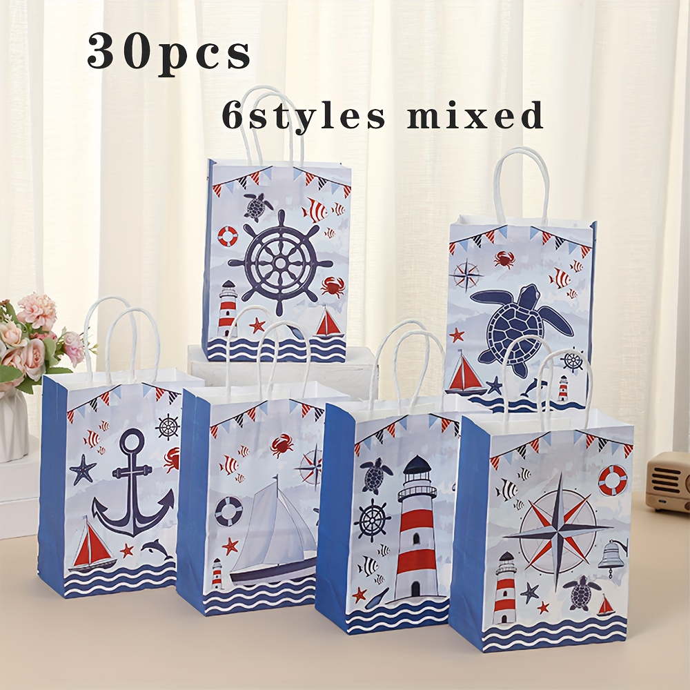 TEMU 30 sacs fourre-tout à thème imprimés, de bateau, phare, de , de six styles, adapté pour les fêtes air, , sacs-cadeaux d'anniversaire, fêtes pour