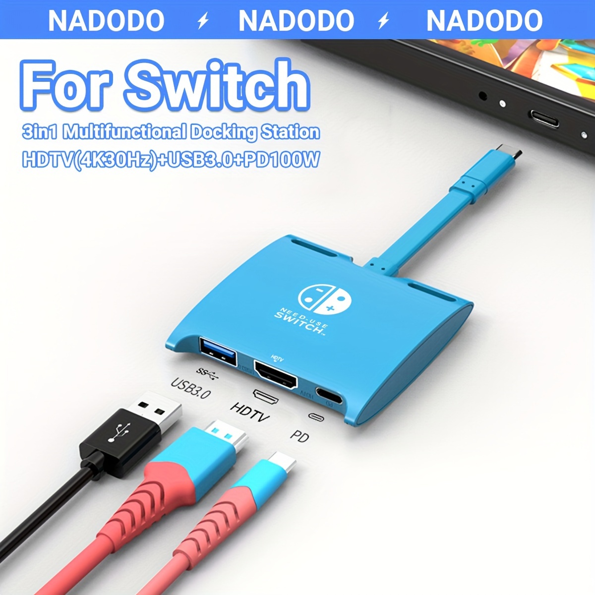  Reemplazo de la base de carga para interruptor y cargador para  Switch OLED Joy Cons, estación de carga para interruptor con un cable de  carga USB tipo C, color negro 