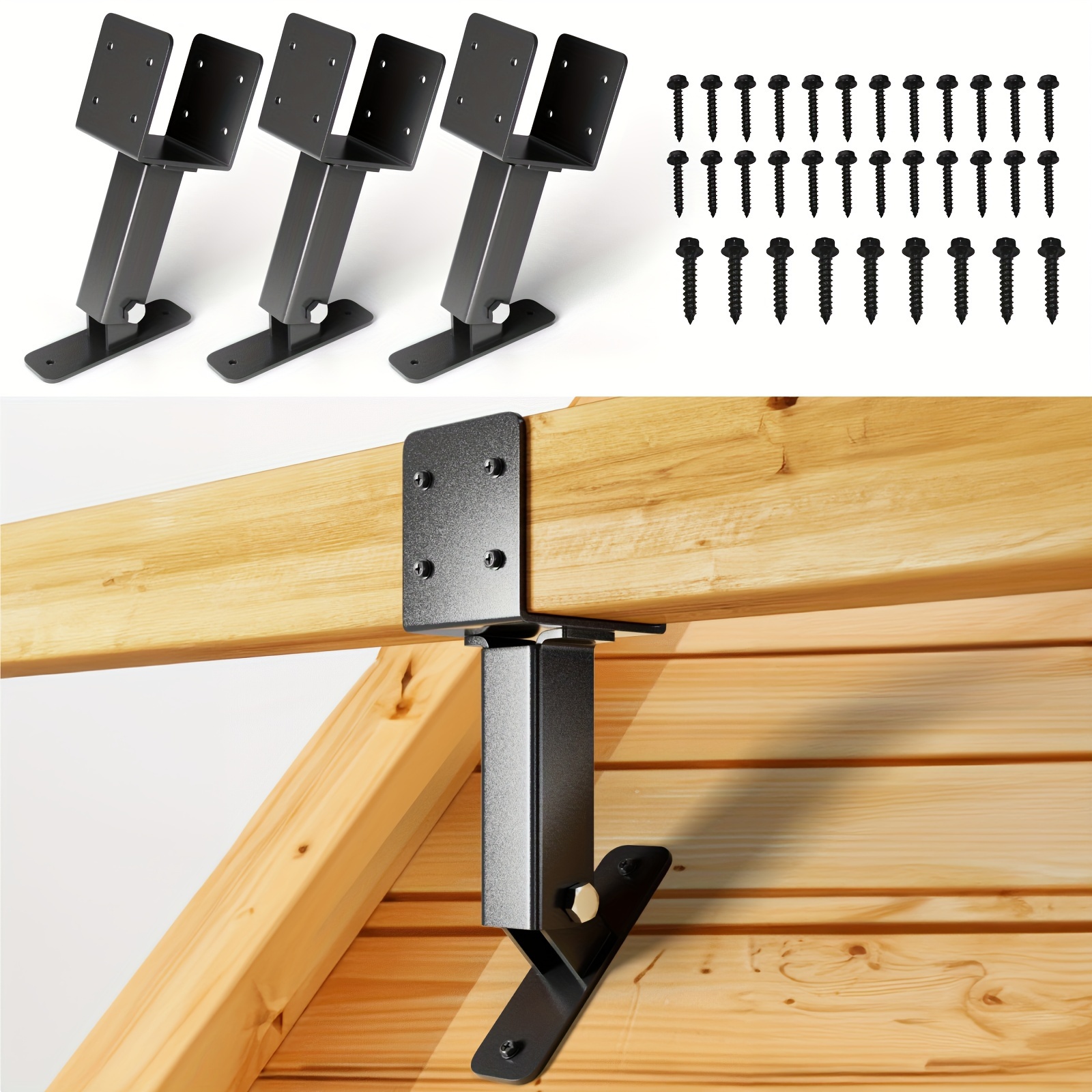 

Riser 3pack Black 304 Stainless Steel Adjustable Angle Riser Brackets For Patio Cover Wood Patio Pergola