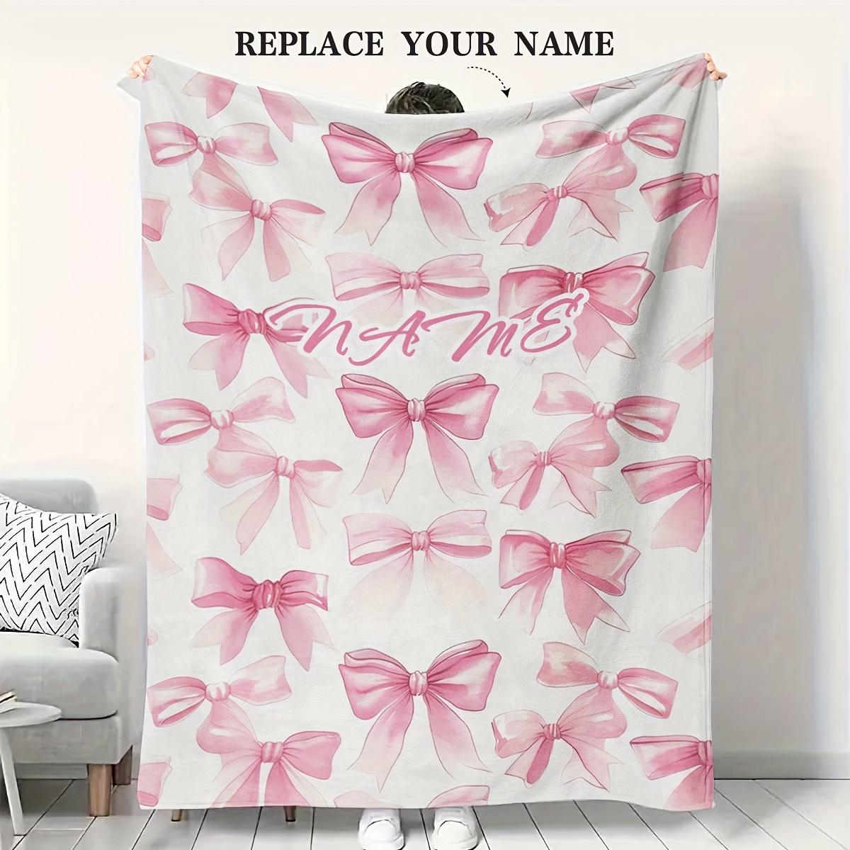 

Customizable Blanket, 1pc, Polyester Knit Fabric, Rectangle, Soft Throw For Sofa & Bed, Personalized With Name, Unique Gift Idea, Multiple Sizes Available,