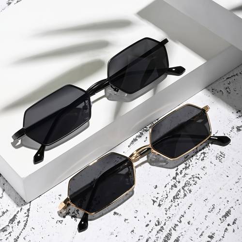 a pair of classic stylish geometric small square glasses for men suitable for any face shape fashionable and versatile unisex made of durable metal parties and holiday gifts without battery