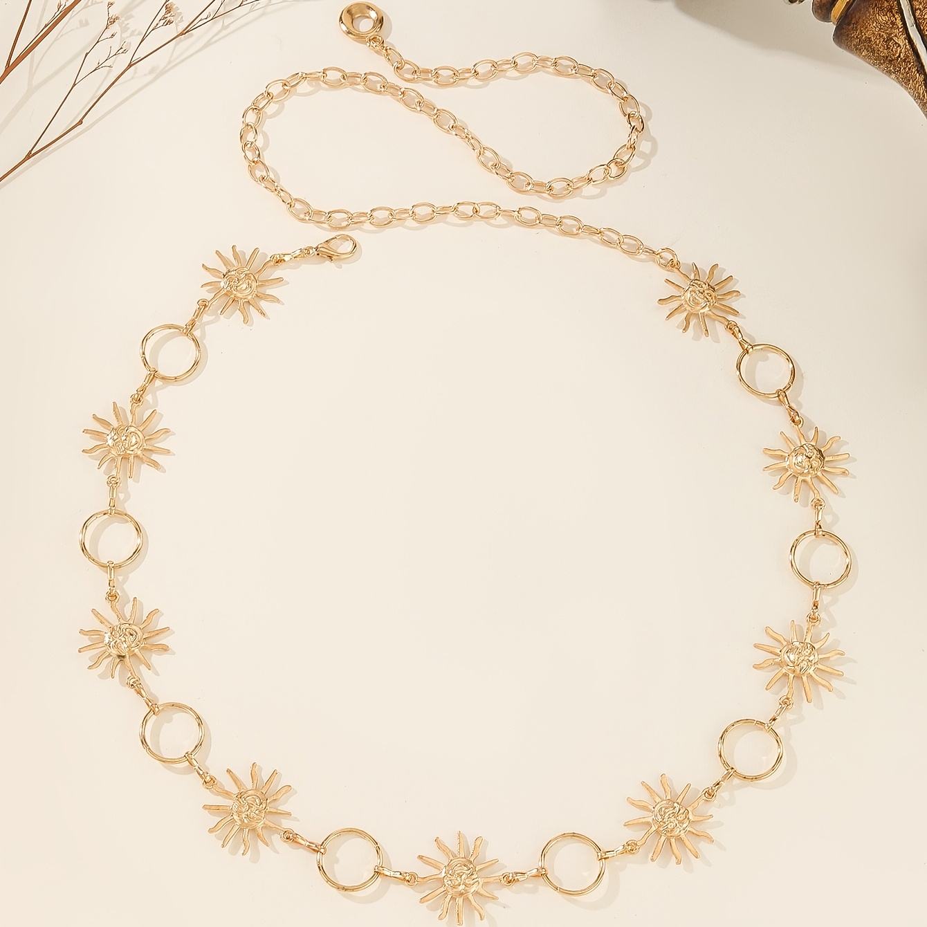 TEMU Fashion Bohemian Style Sunflower Belt Chain Women's Niche Design Pendant Belt