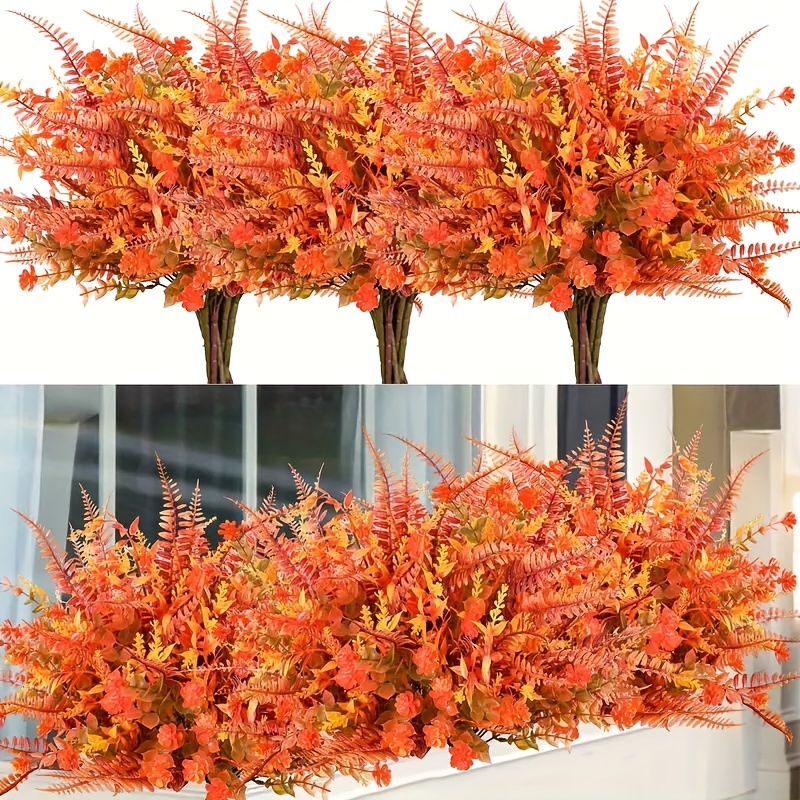 

6pcs Autumn Pumpkin Artificial Flowers - Uv , Home & Outdoor Decor, Ideal For Thanksgiving, , Christmas